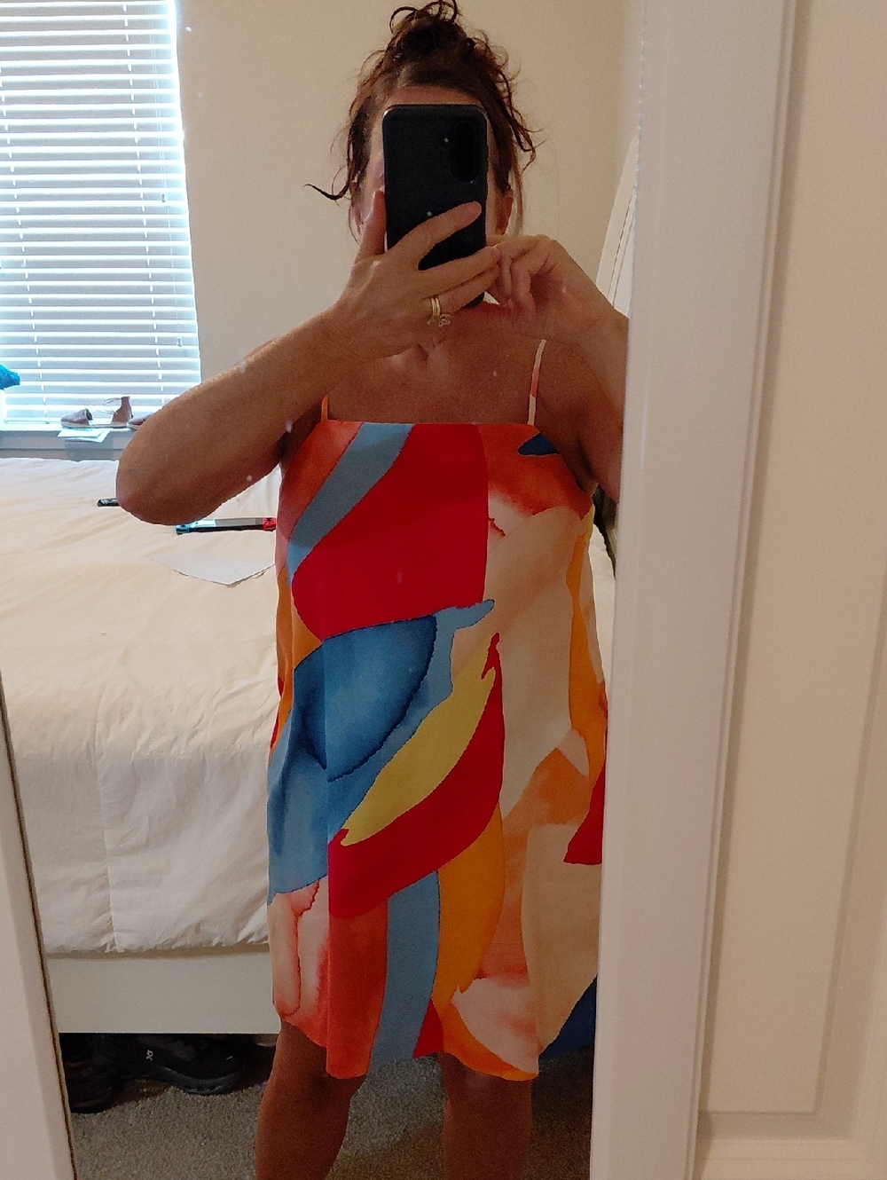 Banana Republic Linen-Blend Strappy Mini Dress Multicolor Size L Excellent Condi